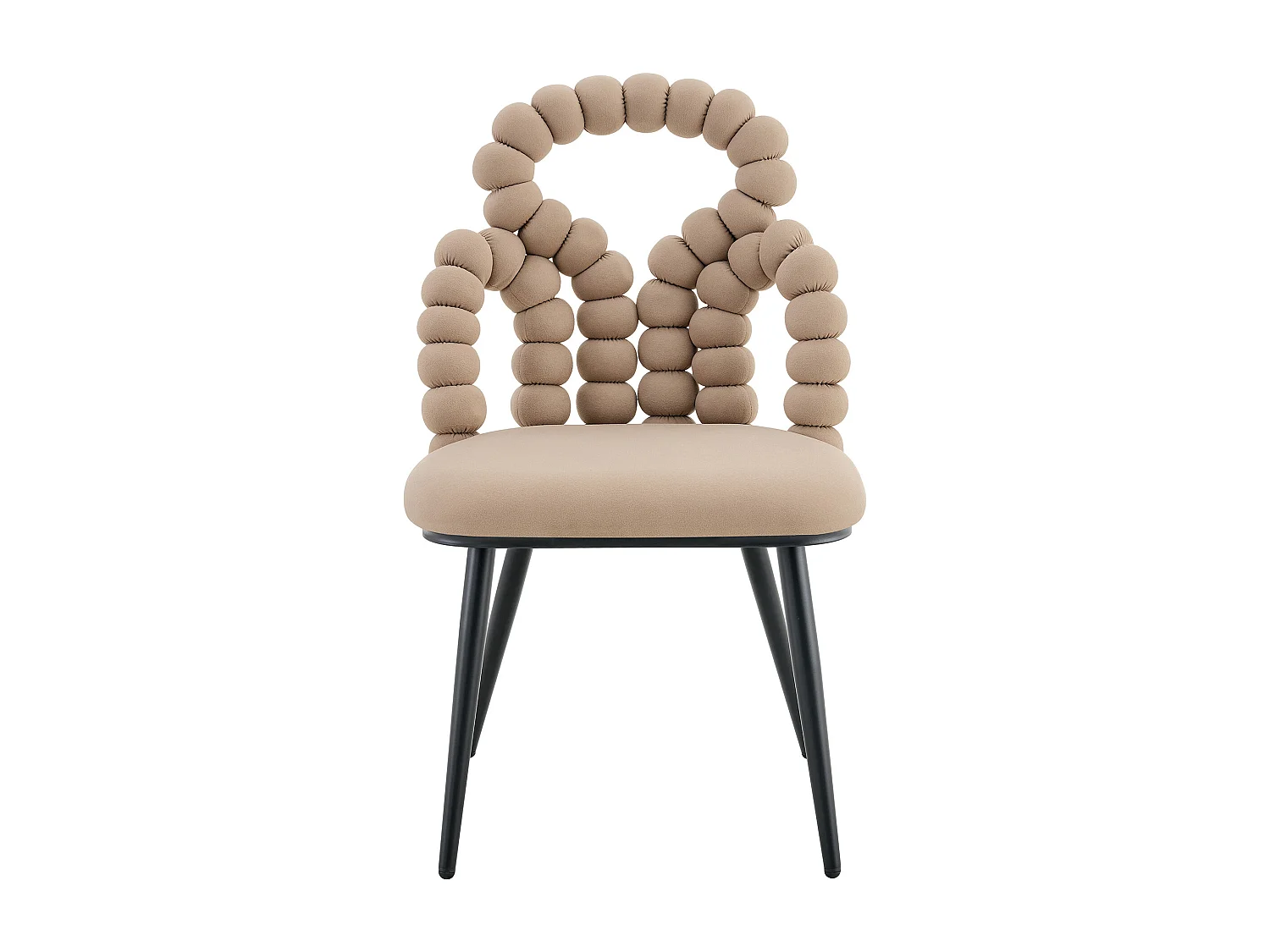 Lot de 2 chaises avec pieds en métal noir- Velours camel