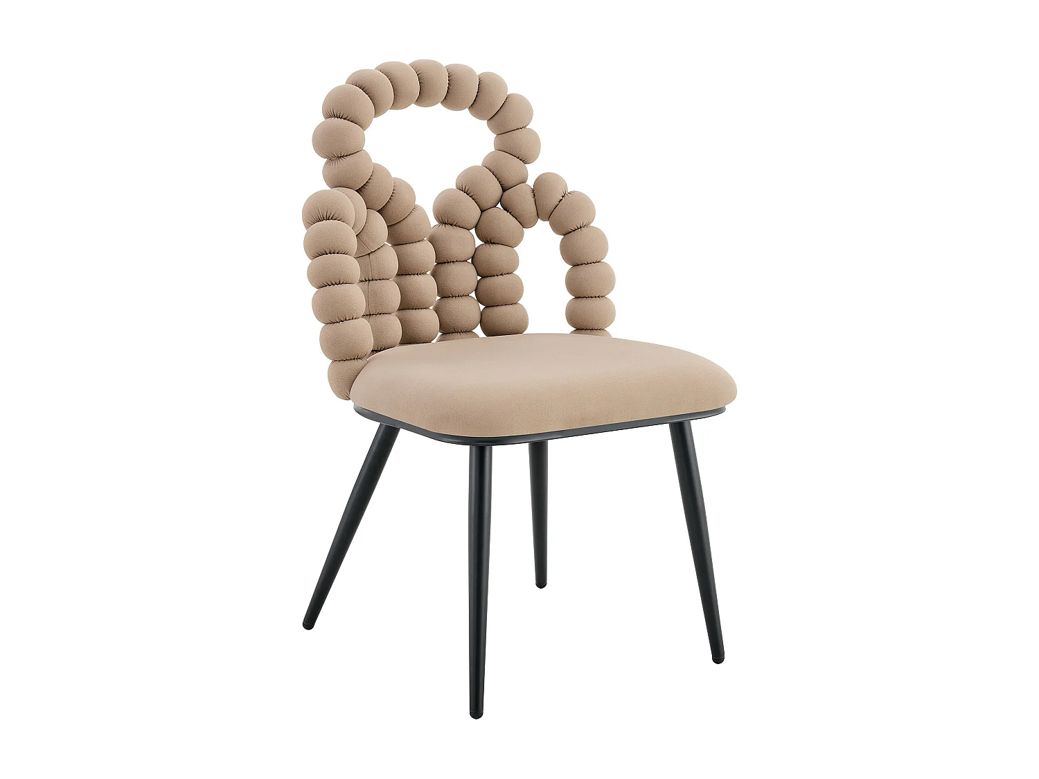 Lot de 2 chaises avec pieds en métal noir- Velours camel