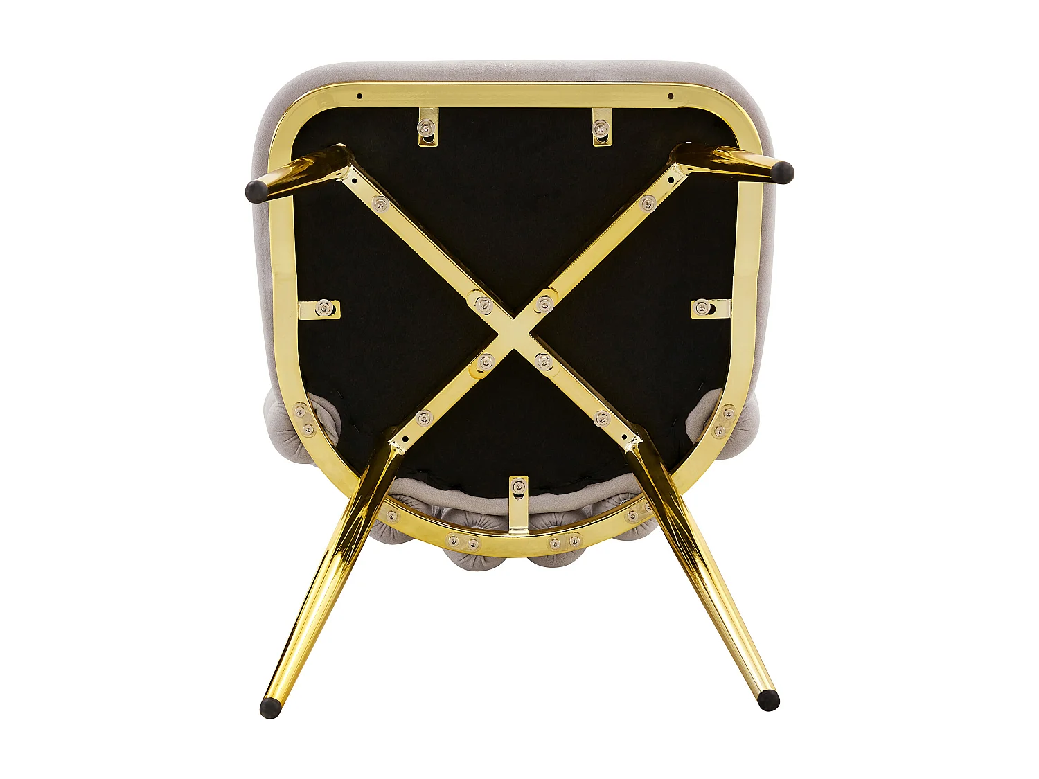 Lot de 2 chaises avec pieds en métal doré- Velours gris