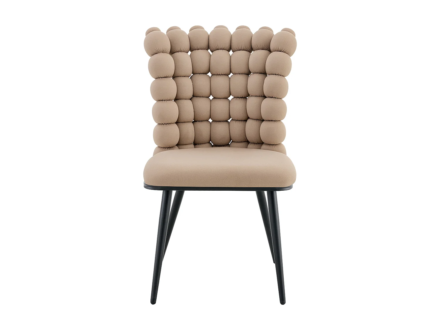 Set van 2 stoelen met bolvormige kettingrugleuning - Fluweel en metaal - Camel