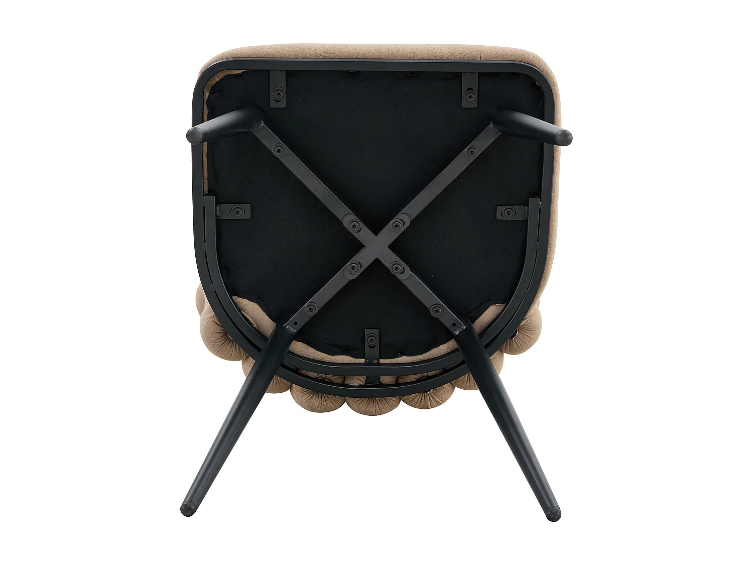 Set van 2 stoelen met bolvormige kettingrugleuning - Fluweel en metaal - Camel