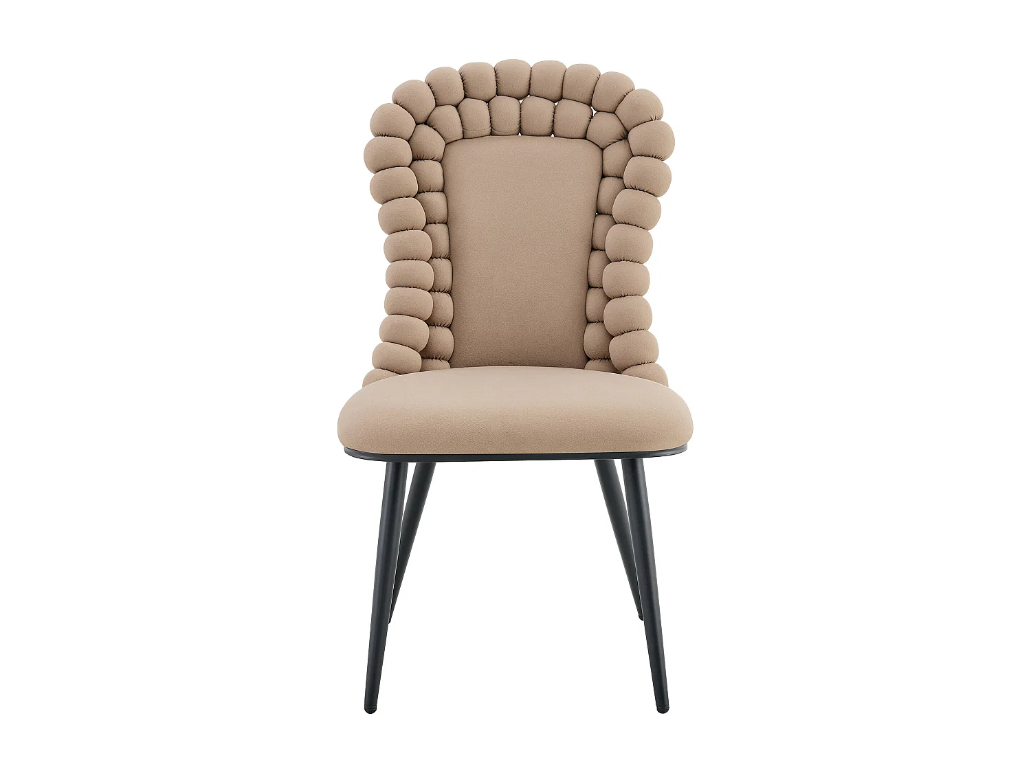 Set van 2 kameelkleurige fluwelen stoelen - kettingrug - zwarte metalen poten