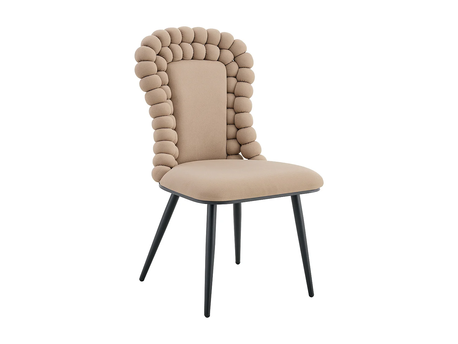 Set van 2 kameelkleurige fluwelen stoelen - kettingrug - zwarte metalen poten