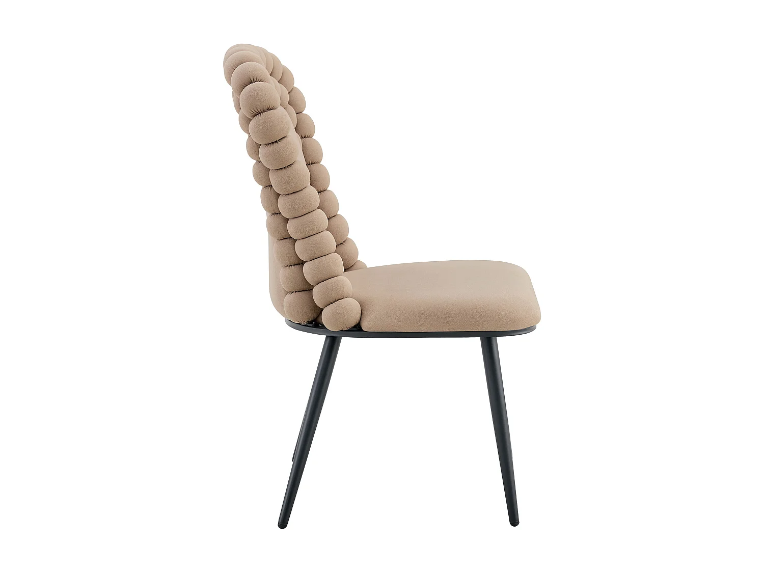 Set van 2 kameelkleurige fluwelen stoelen - kettingrug - zwarte metalen poten