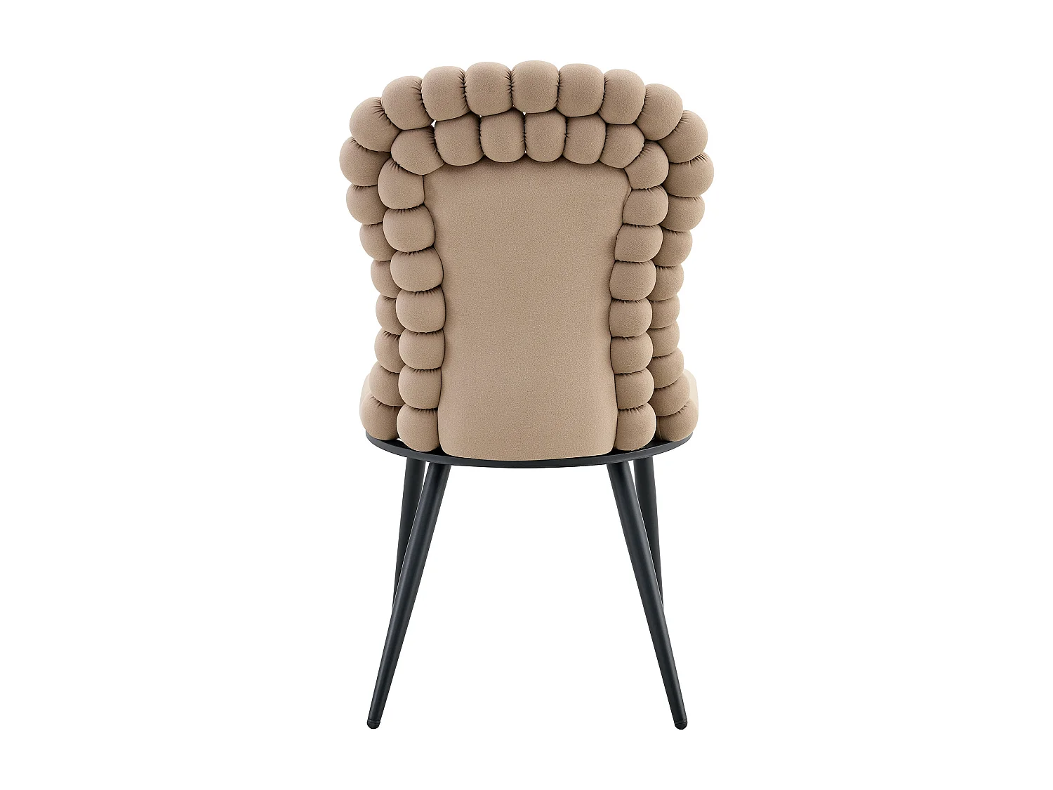 Set van 2 kameelkleurige fluwelen stoelen - kettingrug - zwarte metalen poten