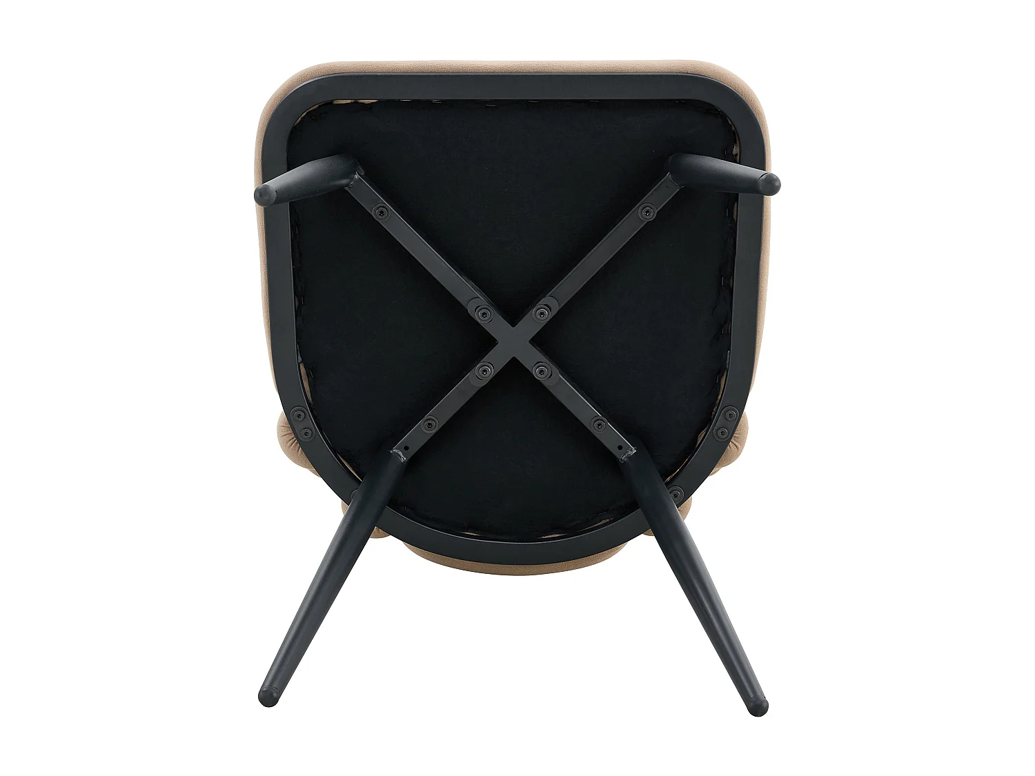 Set van 2 kameelkleurige fluwelen stoelen - kettingrug - zwarte metalen poten