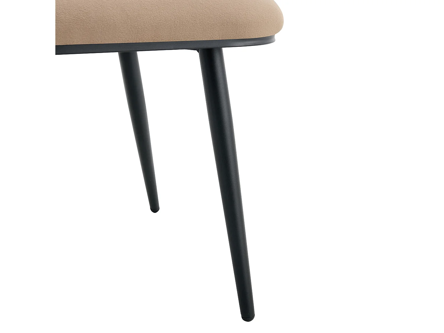 Set van 2 kameelkleurige fluwelen stoelen - kettingrug - zwarte metalen poten