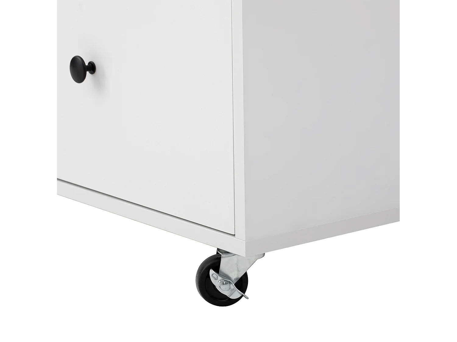 Isola cucina mobile con 2 ante in vetro e 3 cassetti - Tavolo allungabile - Bianco