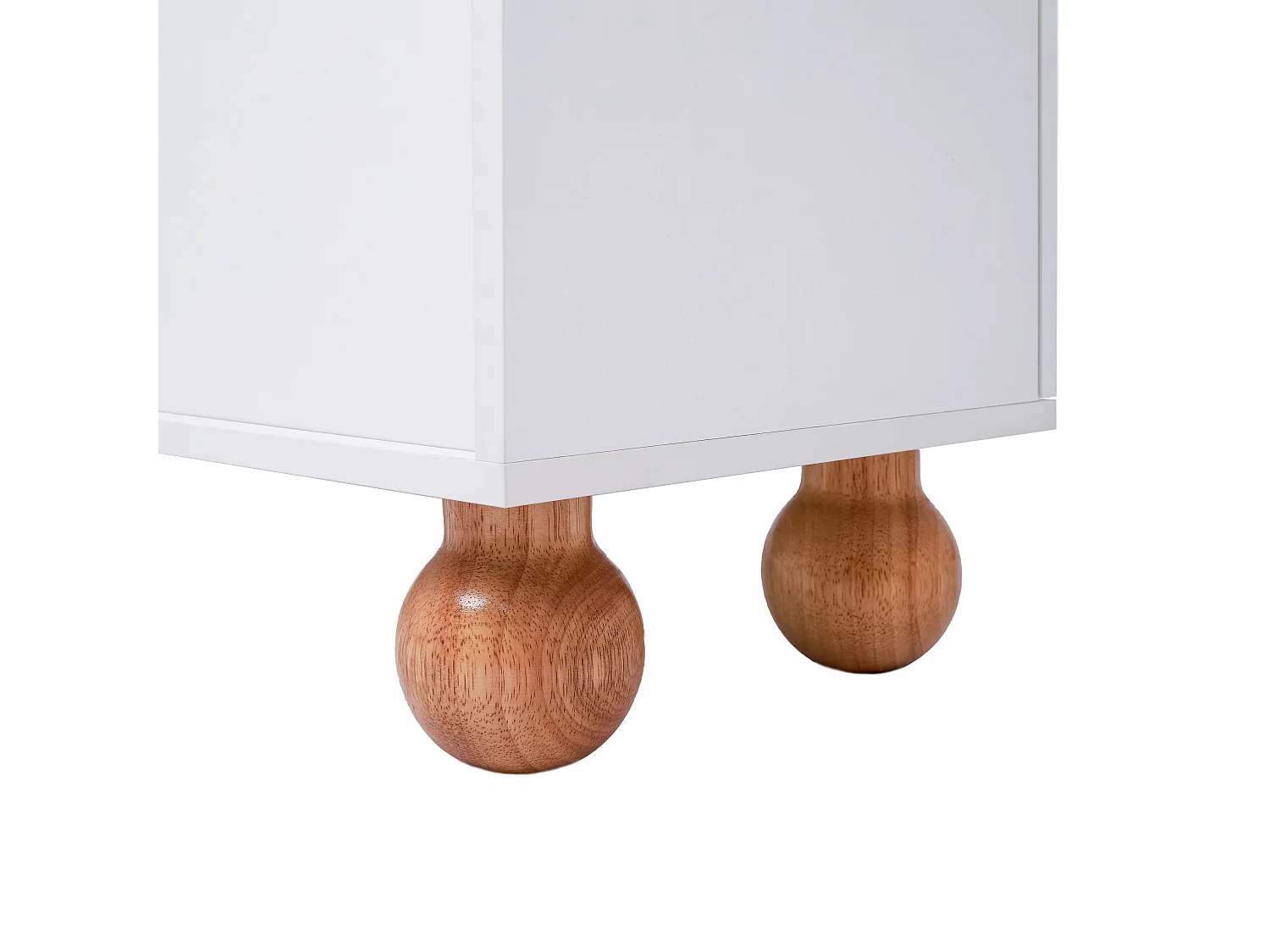 Mueble de TV con 2 puertas - Patas redondas de madera - Blanco