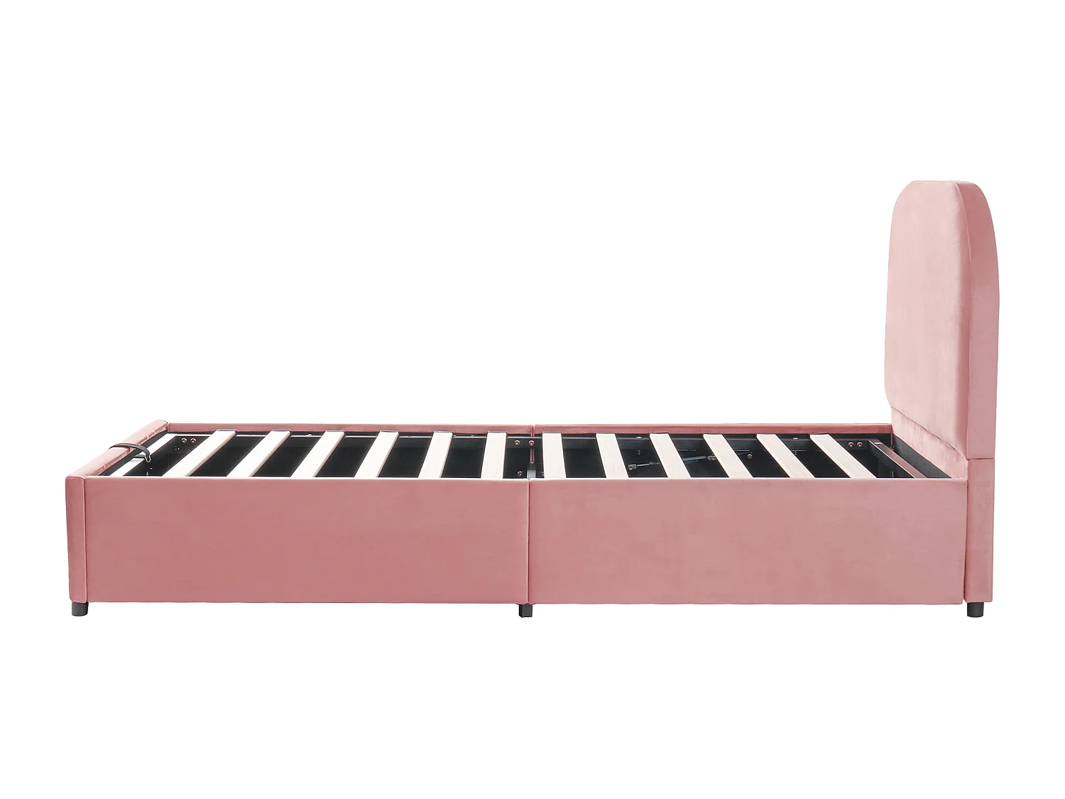 Lit coffre simple 90x200cm avec tête de lit capitonnée - Lit enfant - Velours rose