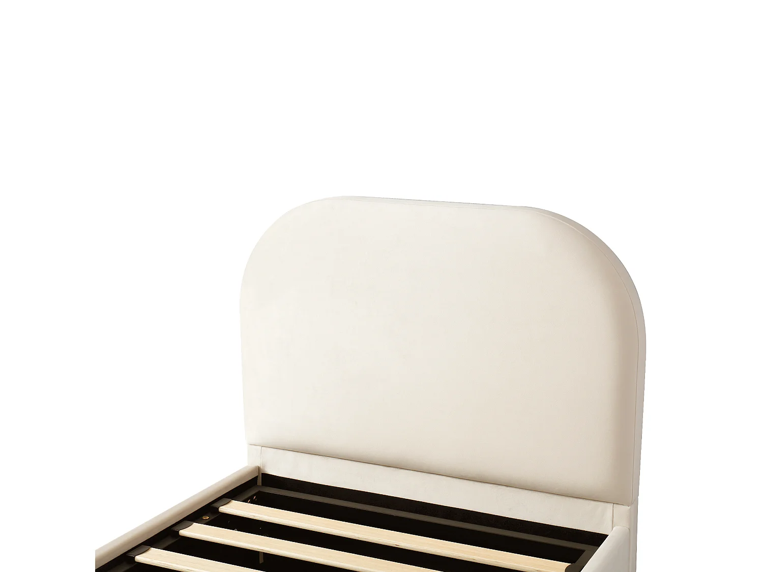 Lit coffre simple 90x200cm avec tête de lit capitonnée - Lit enfant - Velours beige