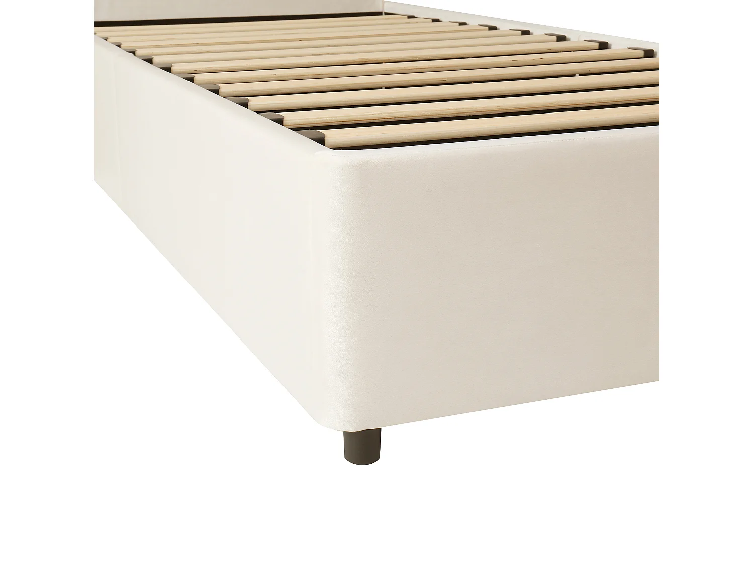 Lit coffre simple 90x200cm avec tête de lit capitonnée - Lit enfant - Velours beige