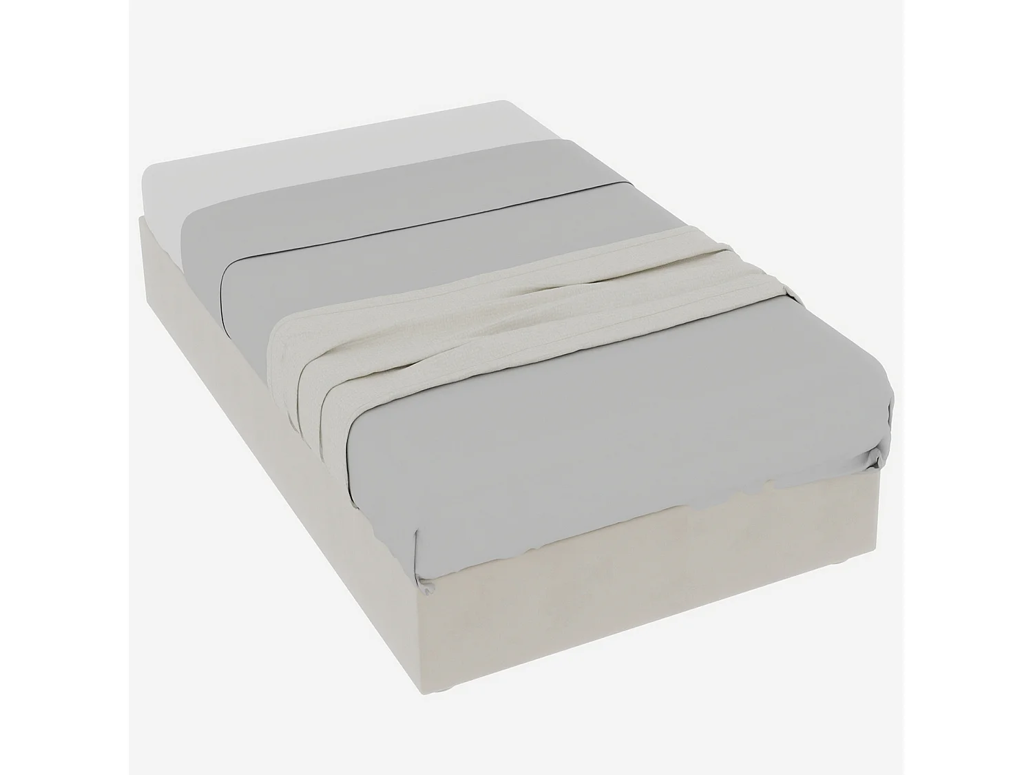 Tweepersoonsbed met opbergruimte 160x200cm - Zonder hoofdbord en matras - Beige fluweel