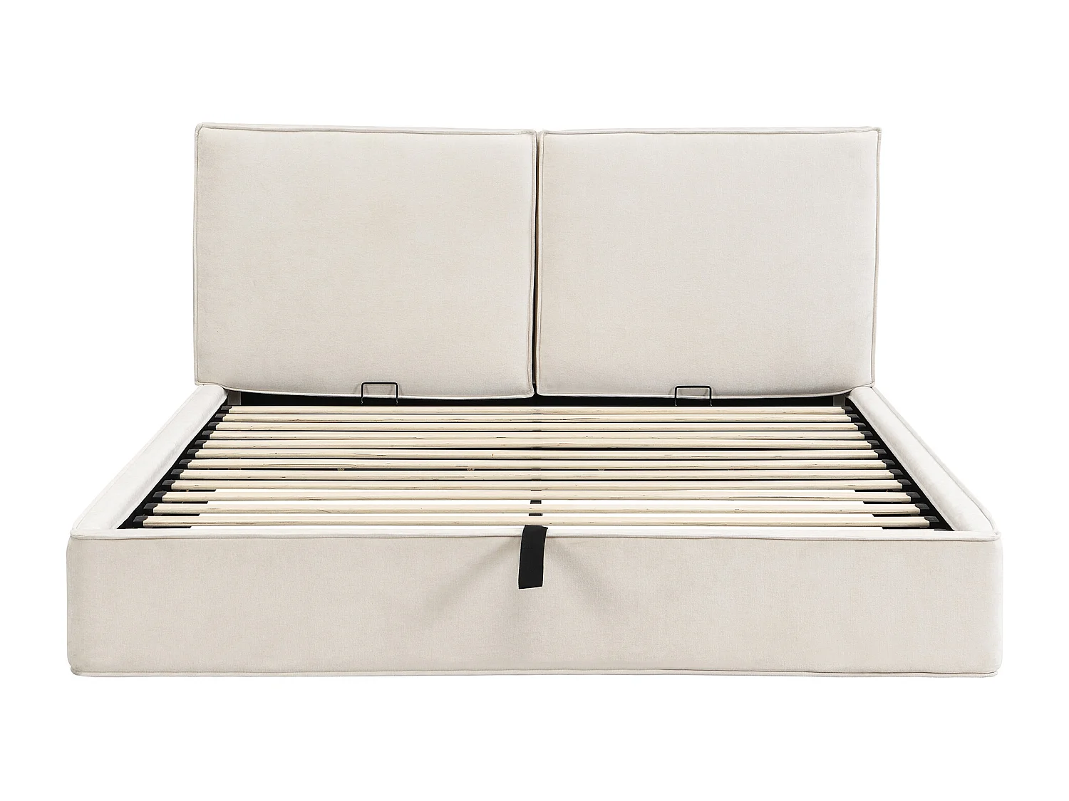 Lit coffre double 180 x 200 cm avec sommier à lattes - Lit capitonnée en chenille beige