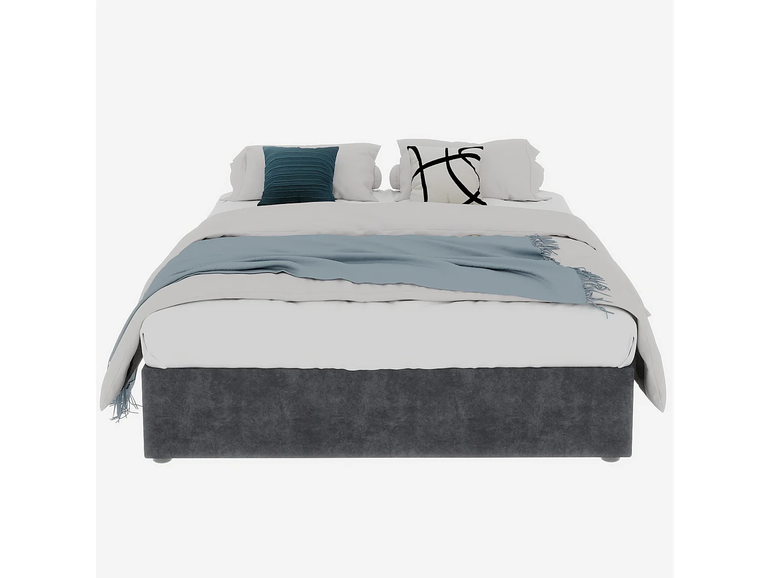 Tweepersoonsbed met opbergruimte 160x200cm - Zonder hoofdbord en matras - Grijs fluweel