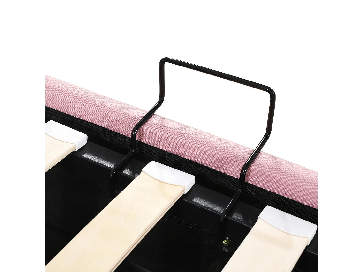 Lit double coffre adulte 180x200cm convertible en lit enfant 2 x 90x 200cm - Tissu lin rose