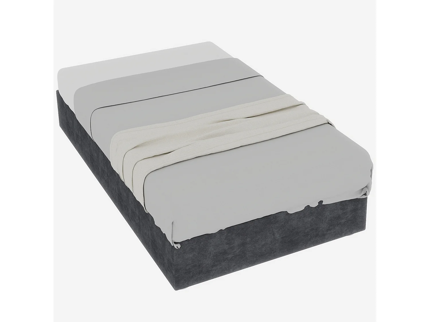 Lit double coffre 140x200cm - Sans tête de lit et matelas - Velours gris