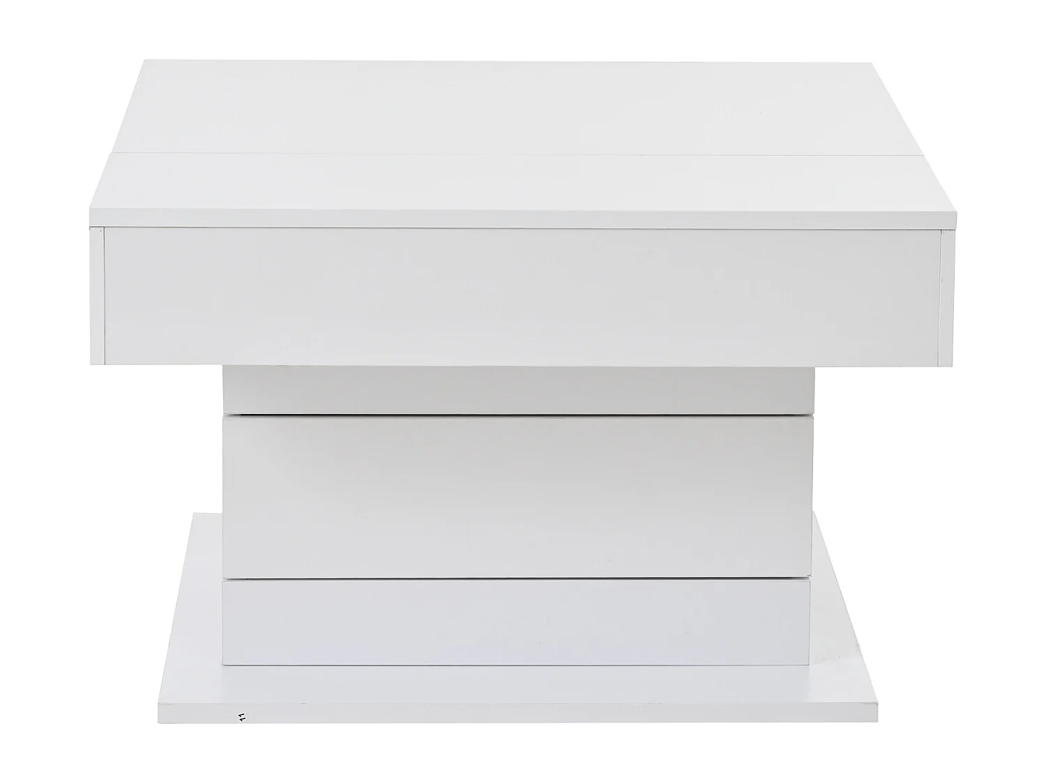 Table basse relevable laquée brillante avec tiroir - Plateau pivotant - Bois PB blanc
