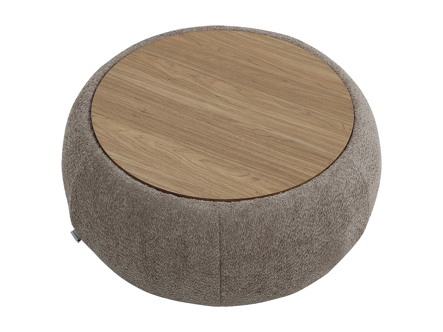Table basse avec coffre de rangement en tissu bouclette et MDF - Taupe - SORIELI