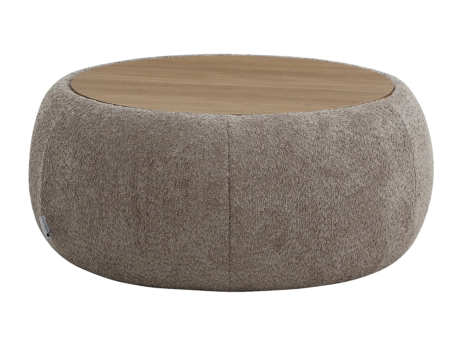 Table basse avec coffre de rangement en tissu bouclette et MDF - Taupe - SORIELI