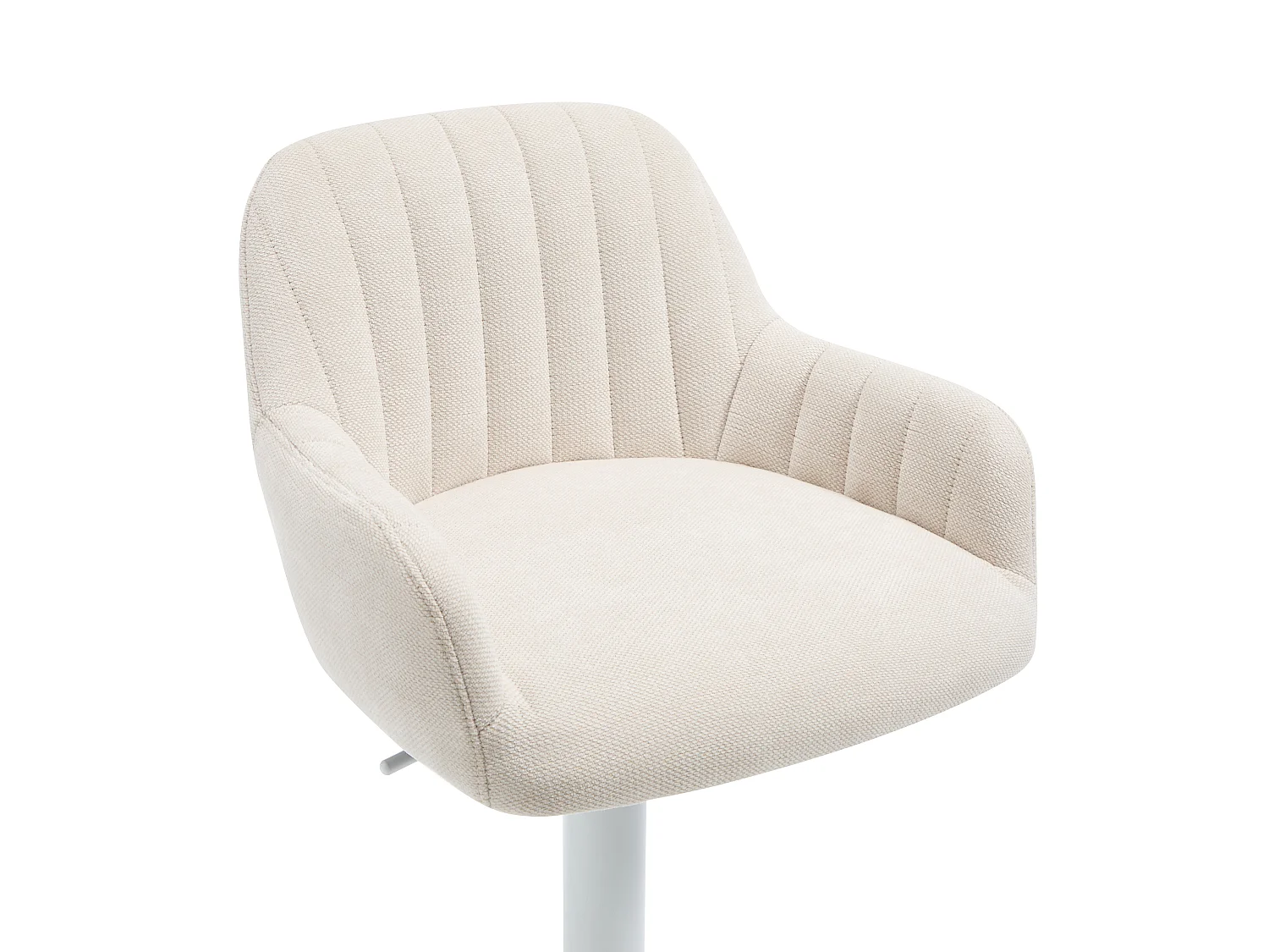 Tabouret de bar en tissu et métal blanc - Hauteur réglable - Crème - ELEANA
