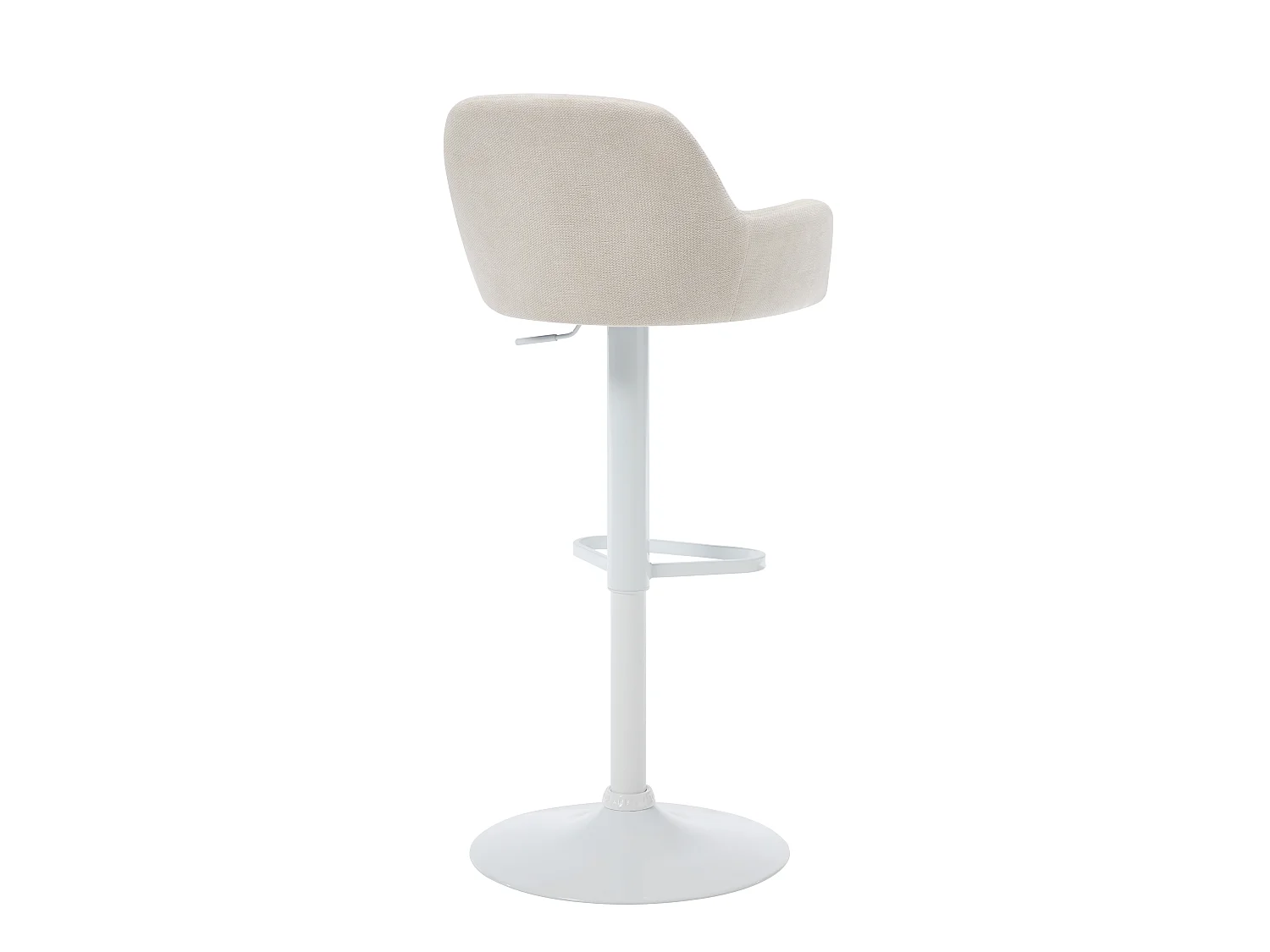 Tabouret de bar en tissu et métal blanc - Hauteur réglable - Crème - ELEANA