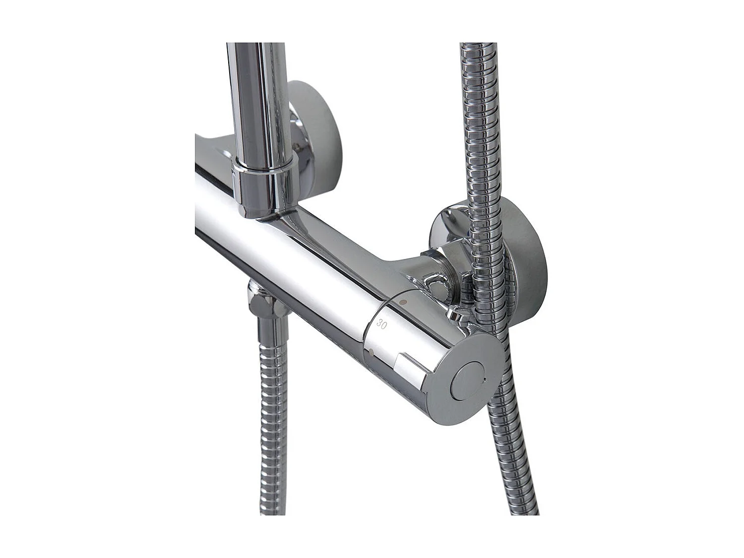 Colonne De Douche Ronde En Laiton Chromé Avec Thermostat