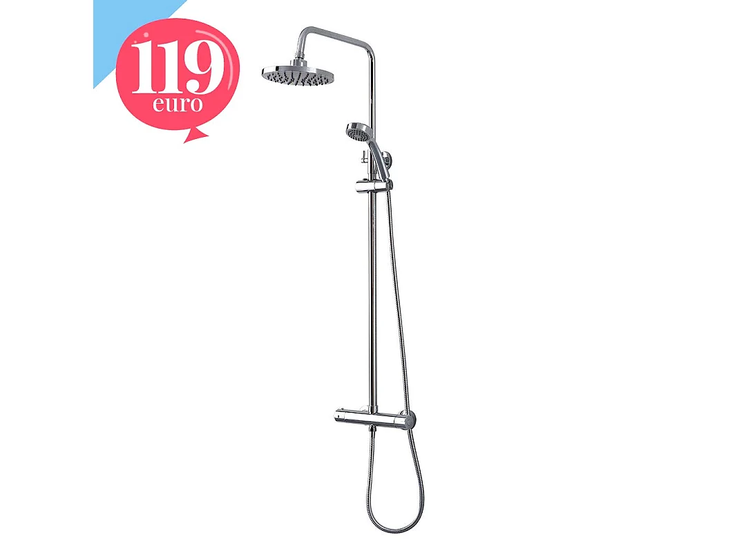 Colonne De Douche Ronde En Laiton Chromé Avec Thermostat