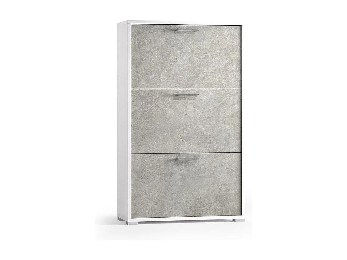 Meuble À Chaussures Blanc À Double Profondeur 3 Portes En Béton