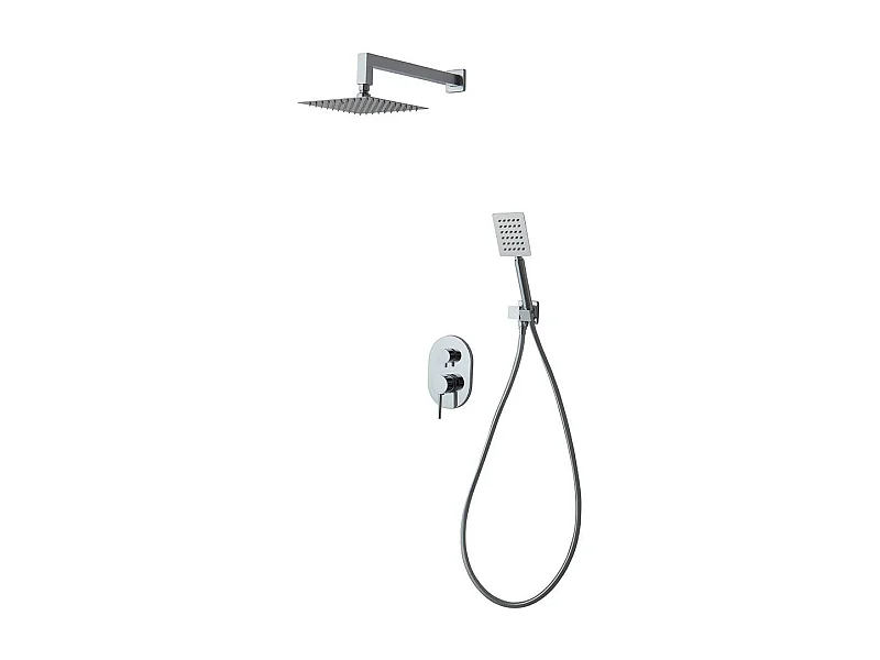 Set Complet De Pomme Haute, Pommeau De Douche Manuel, Prise D'eau, Mitigeur Chromé 6Pc