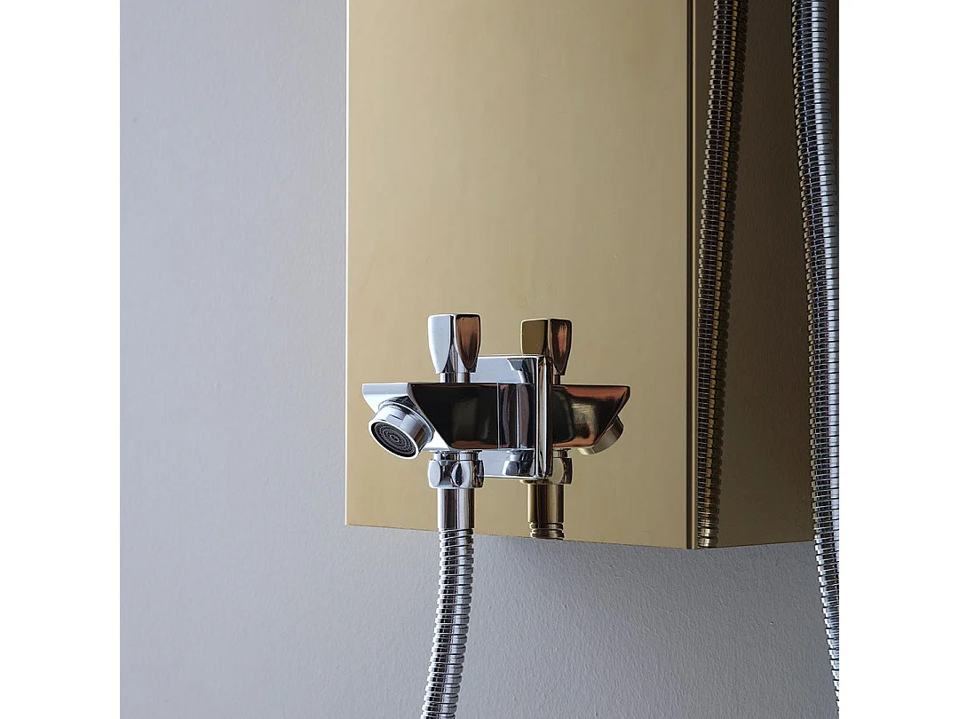 Panneau De Douche Or Avec Hydromassage Et Design Moderne Mural H 150Cm