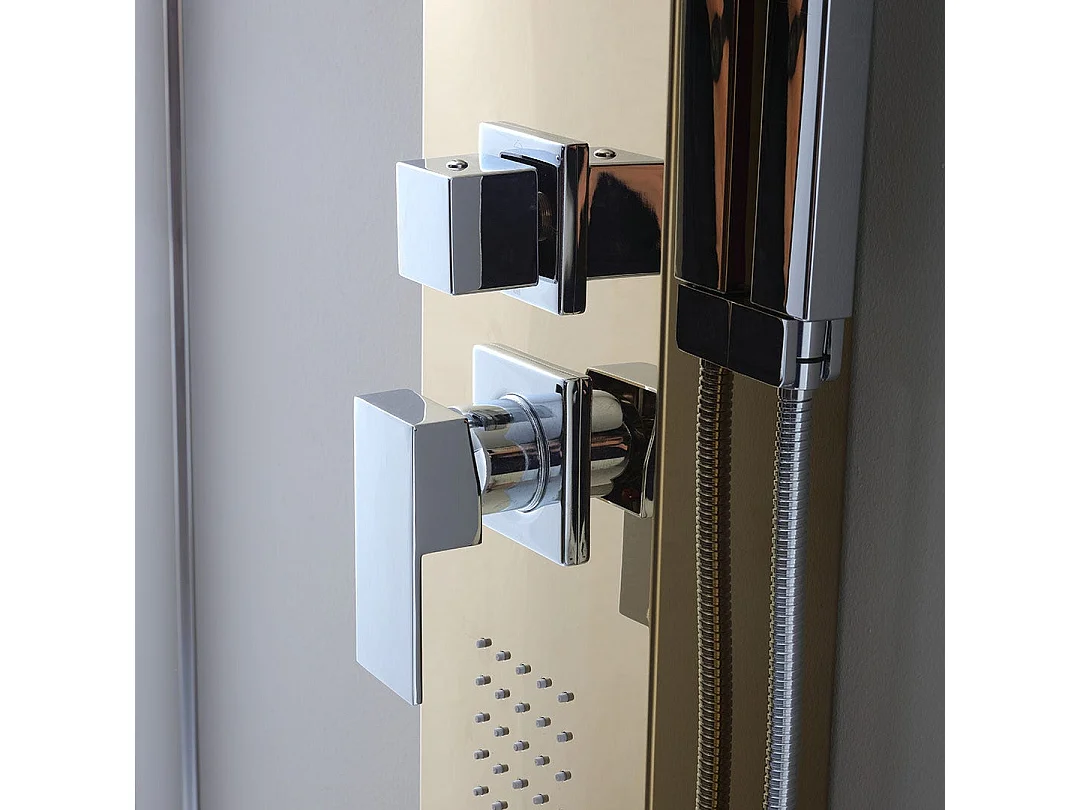 Panneau De Douche Or Avec Hydromassage Et Design Moderne Mural H 150Cm