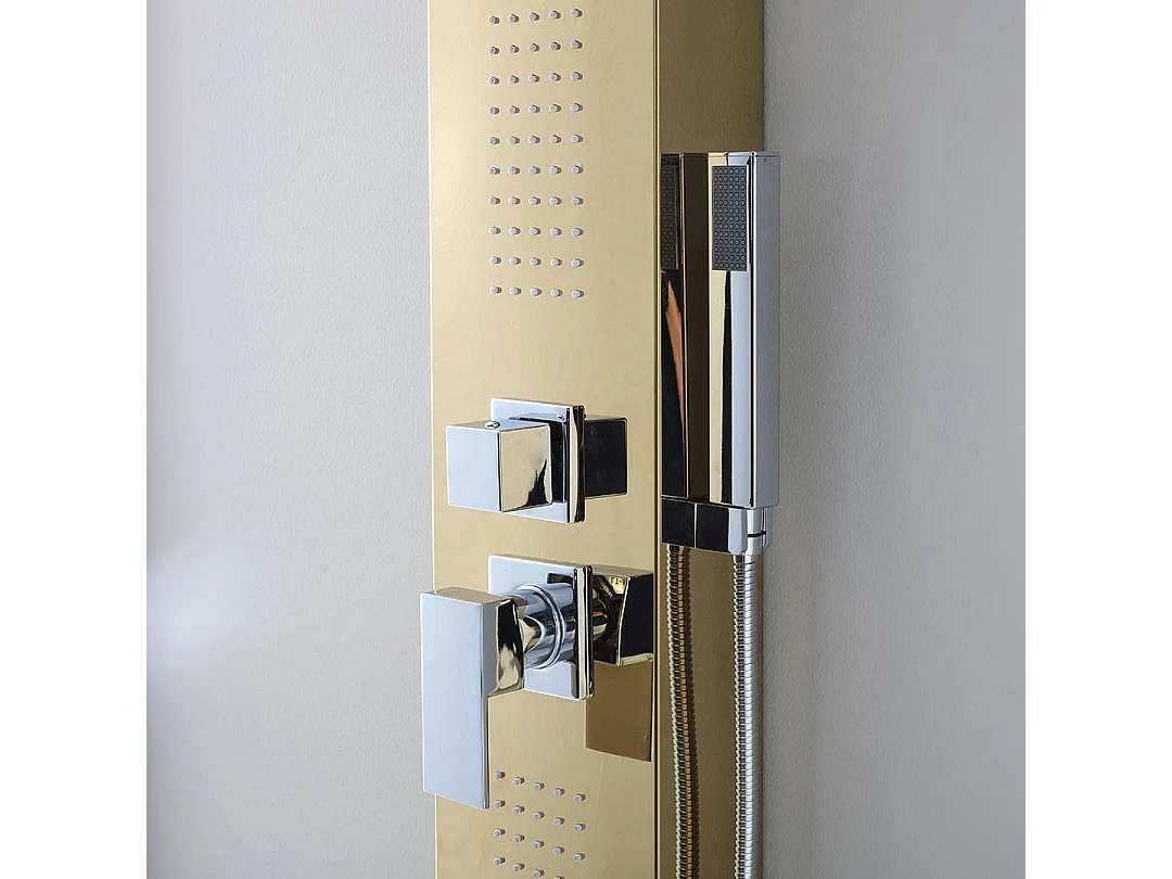 Panneau De Douche Or Avec Hydromassage Et Design Moderne Mural H 150Cm