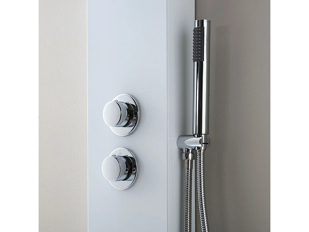 Panneau De Douche En Aluminium Blanc Avec Pommeau Et Hydromassage