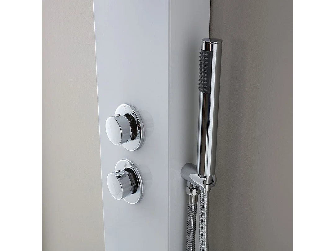 Panneau De Douche En Aluminium Blanc Avec Pommeau Et Hydromassage