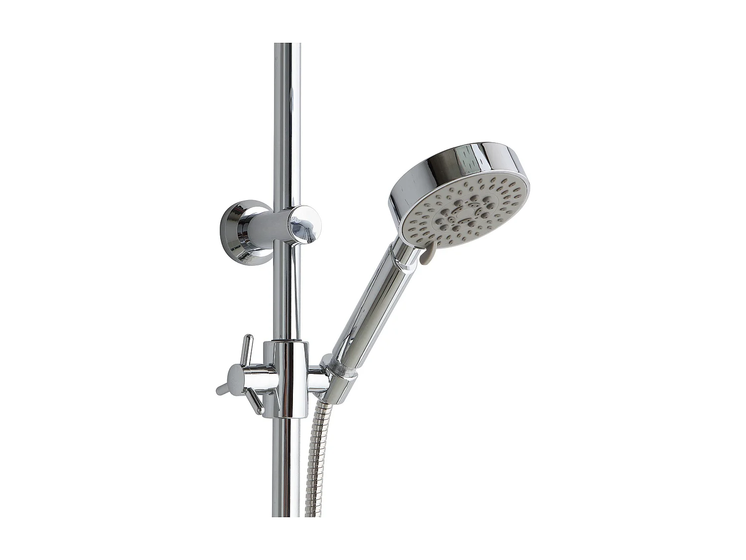 Colonne De Douche Avec Pommeau Rond Fixe Et Barre De Douche En Abs