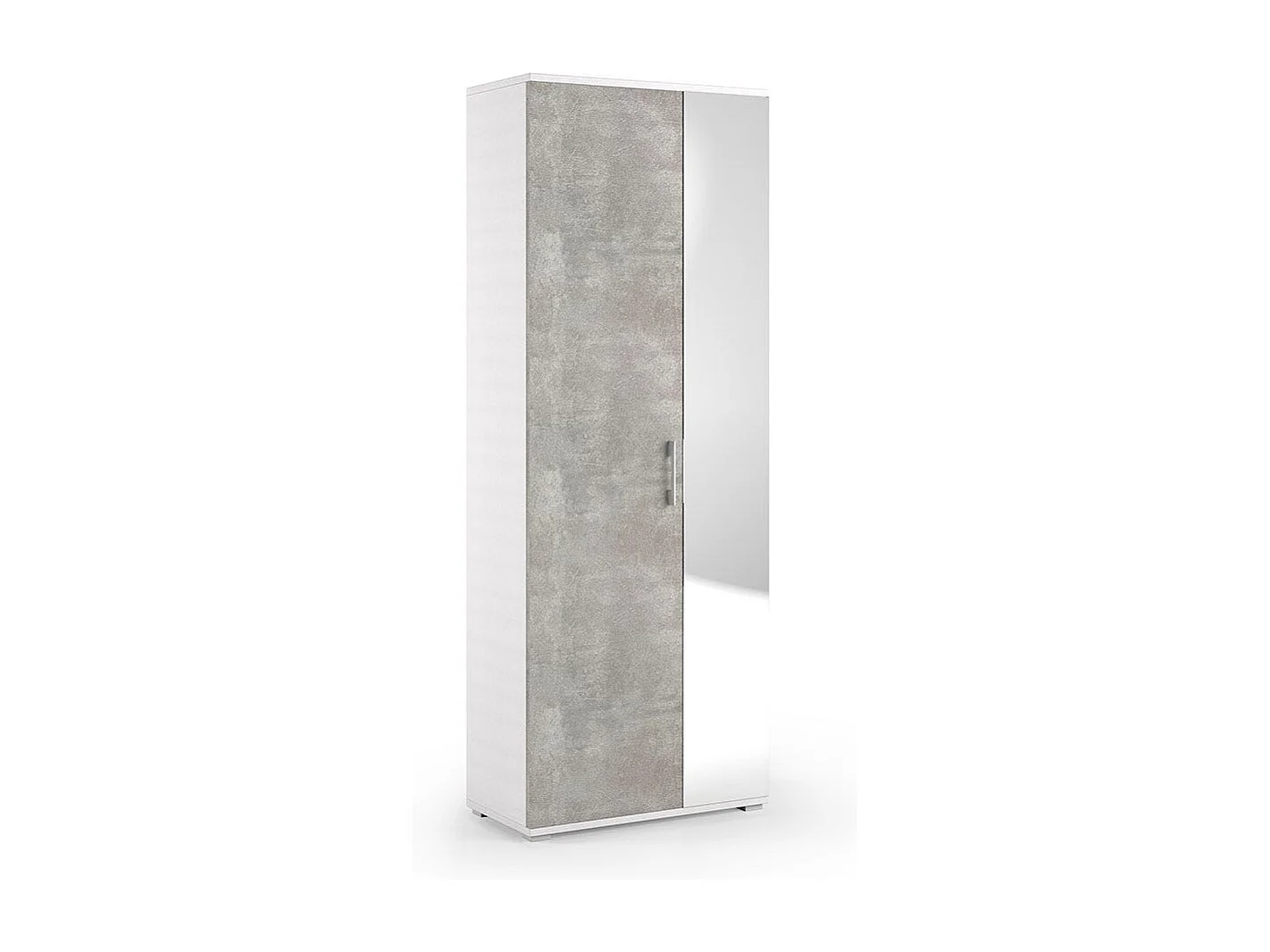 Armoire De Salle De Bains Multifonctionnelle En Béton Et Blanc Avec Miroir