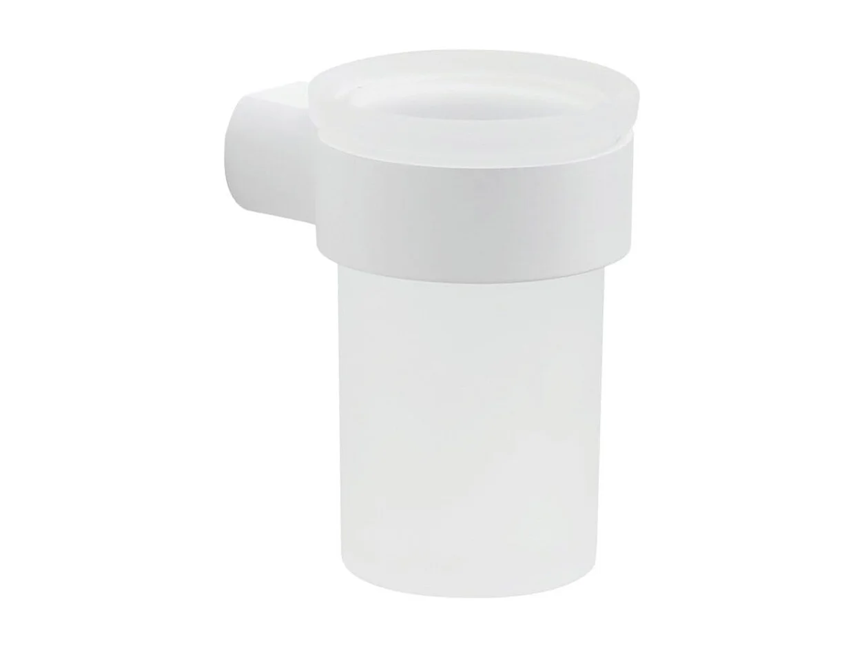 Porte-Brosse À Dents En Verre/Laiton Chromé Blanc Mat - Fixation Par Vis Incluse | Giacinto