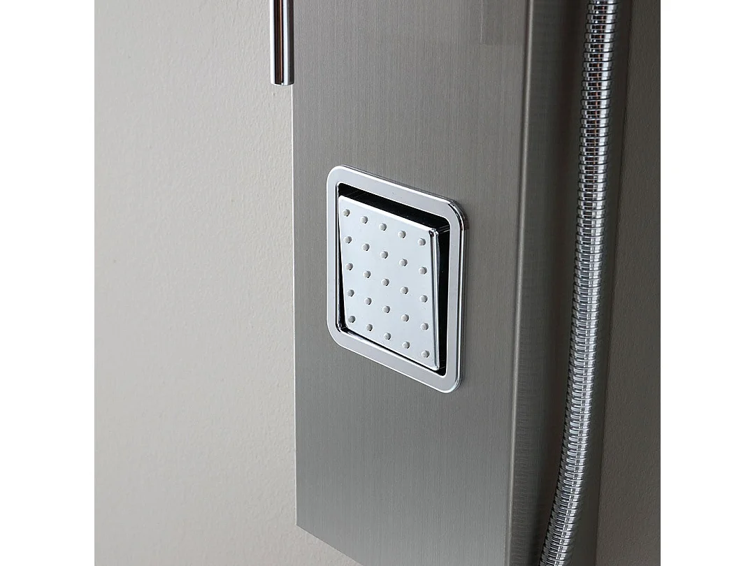 Panneau De Douche En Acier Brossé Avec Hydromassage Et Pommeau Supérieur