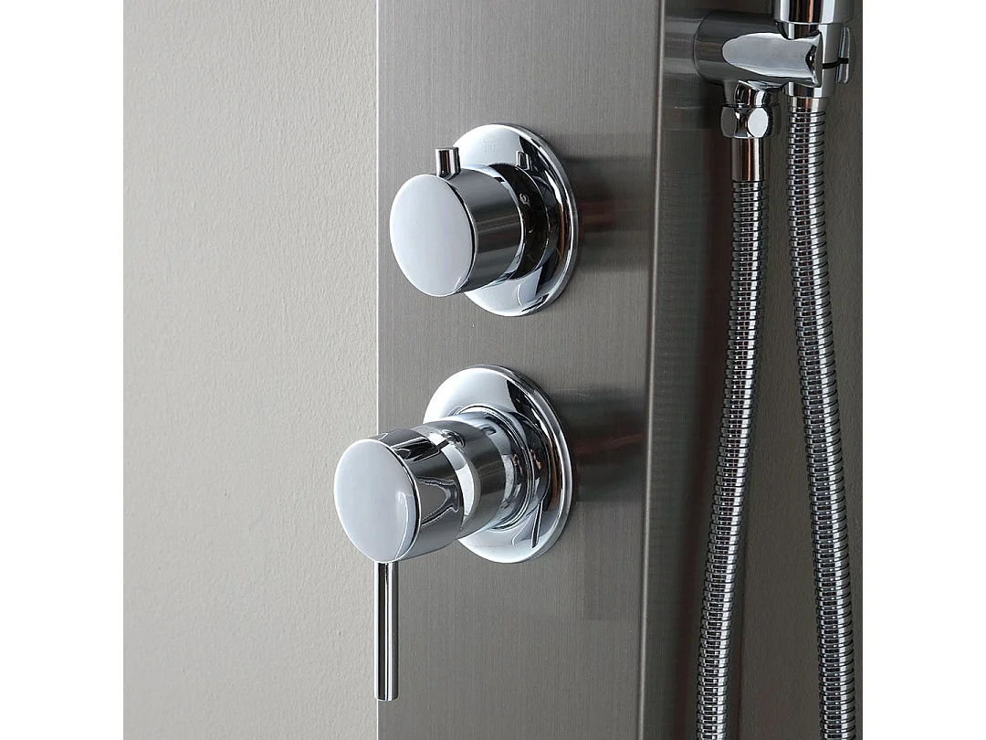 Panneau De Douche En Acier Brossé Avec Hydromassage Et Pommeau Supérieur