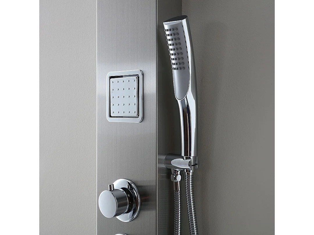 Panneau De Douche En Acier Brossé Avec Hydromassage Et Pommeau Supérieur