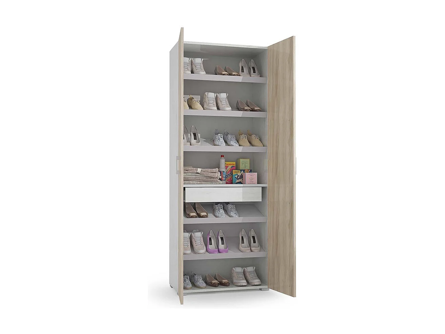 Armoire Polyvalente Et Armoire À Chaussures Blanche Avec 2 Portes En Orme