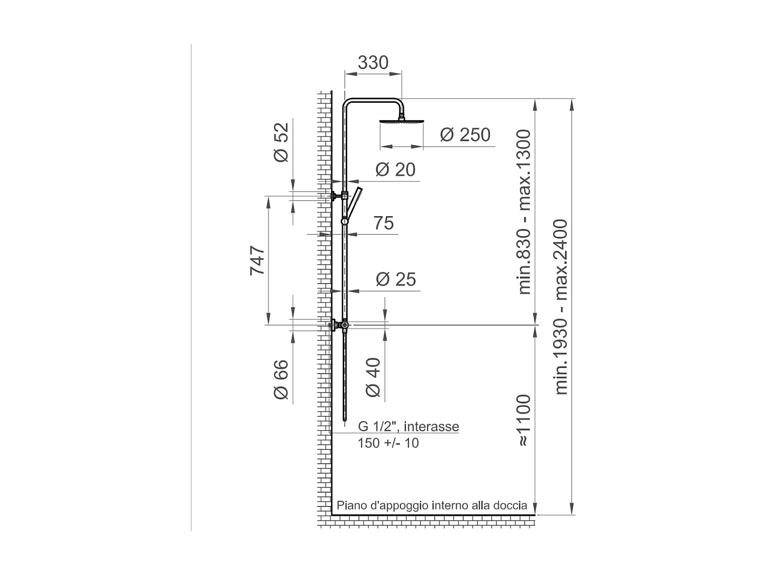 Colonne De Douche Thermostatique Ronde Noir Mat