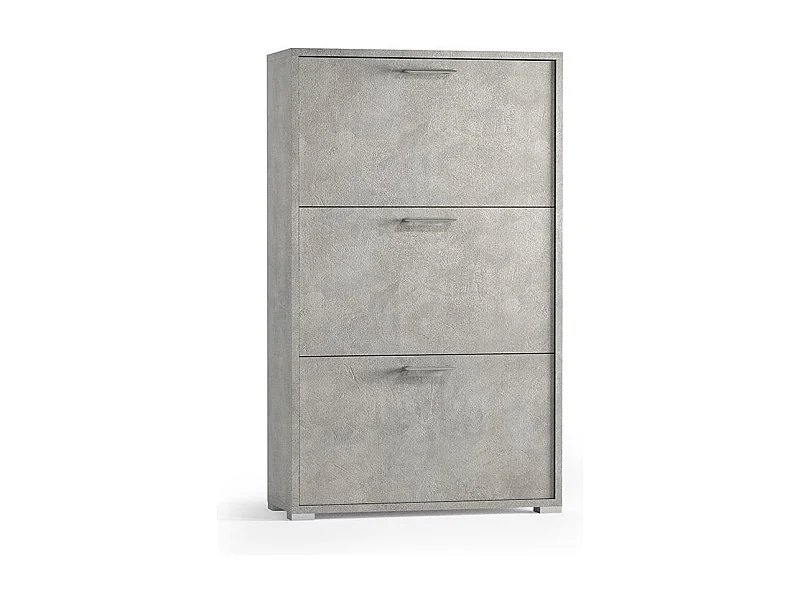 Armoire À Chaussures 3 Portes Avec Double Profondeur Gris Béton