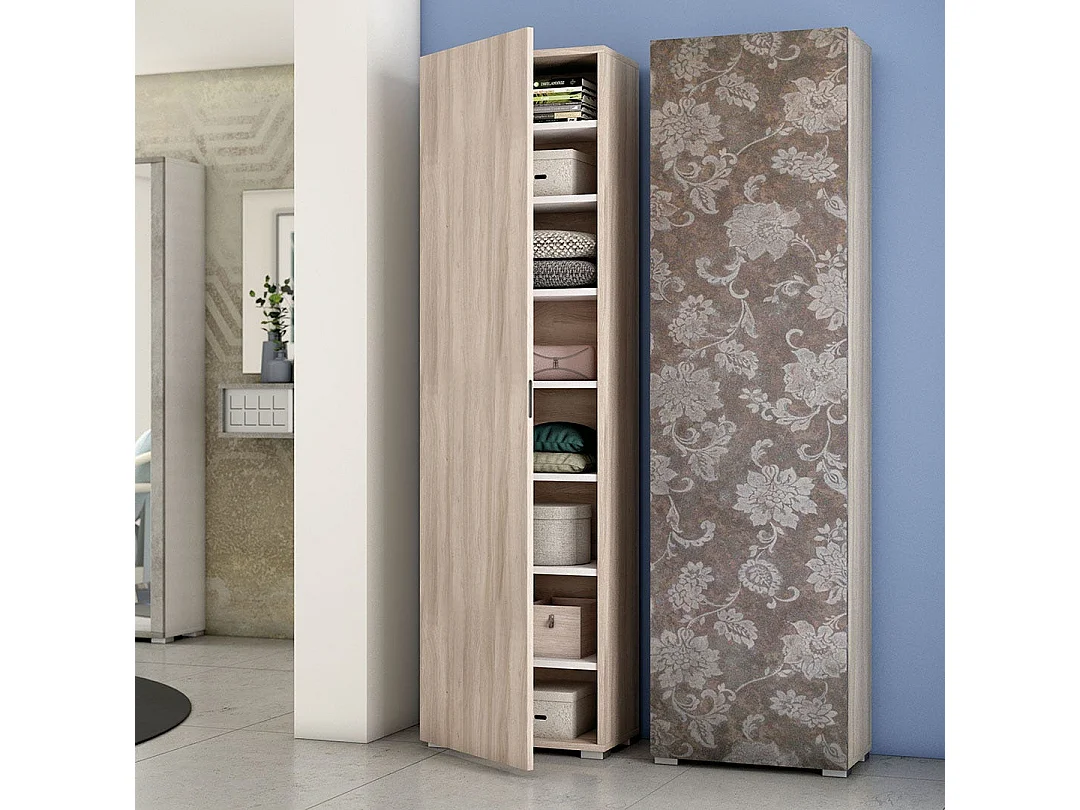 Colonne Polyvalente H 182Cm 1 Porte Orme Effet Bois