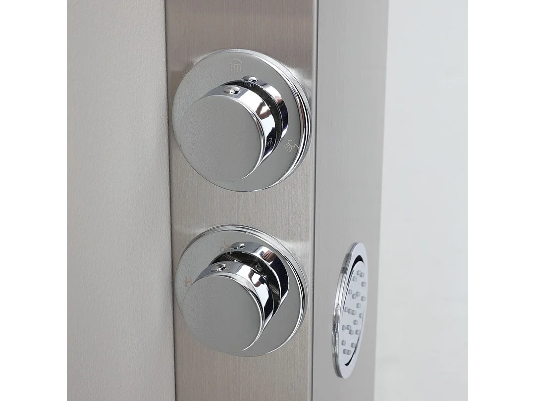 Panneau De Douche Chromé Avec Hydromassage Et Pommeau De Douche À Pluie