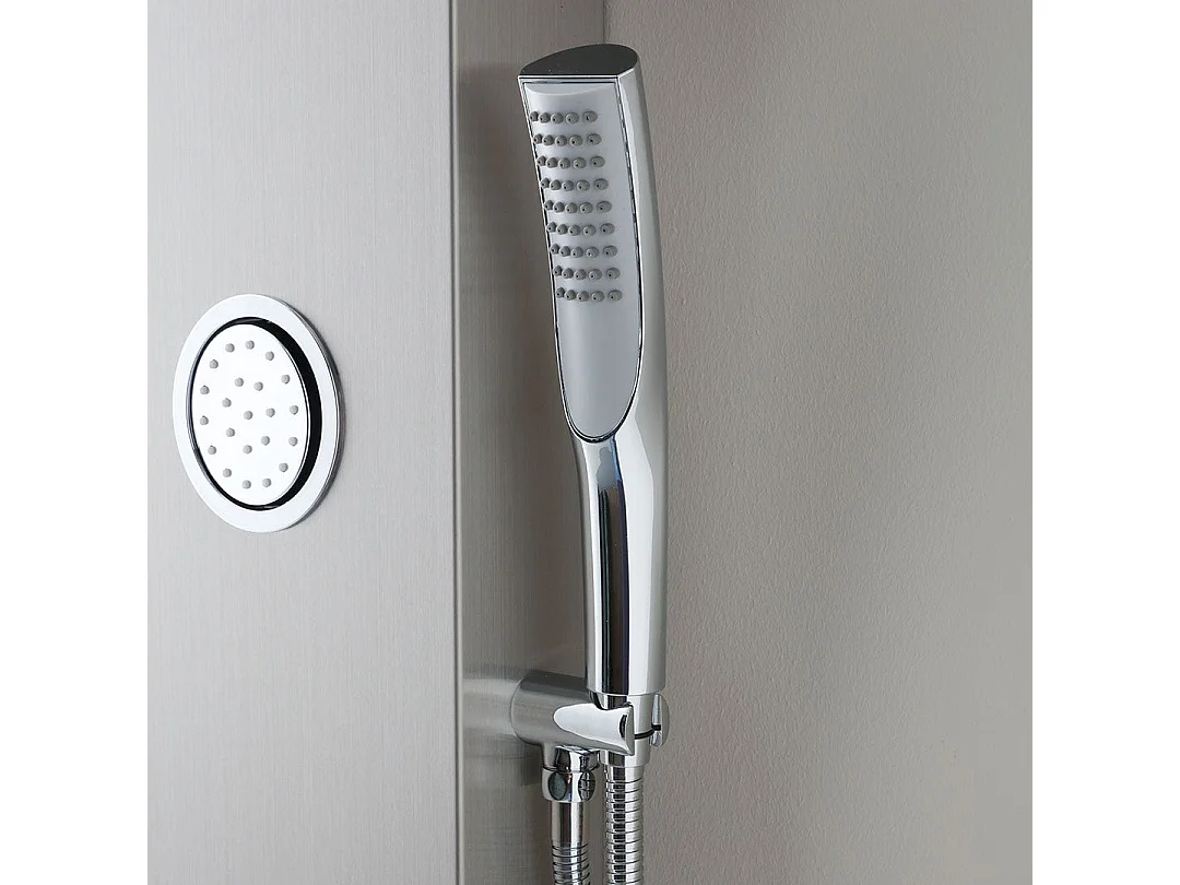 Panneau De Douche Chromé Avec Hydromassage Et Pommeau De Douche À Pluie