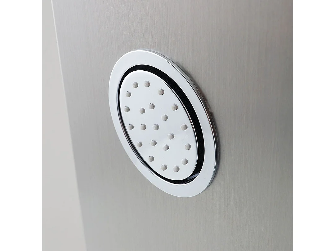Panneau De Douche Chromé Avec Hydromassage Et Pommeau De Douche À Pluie