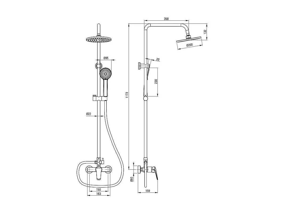 Colonne De Douche 3 Fonctions Avec Mélangeur | Bormio