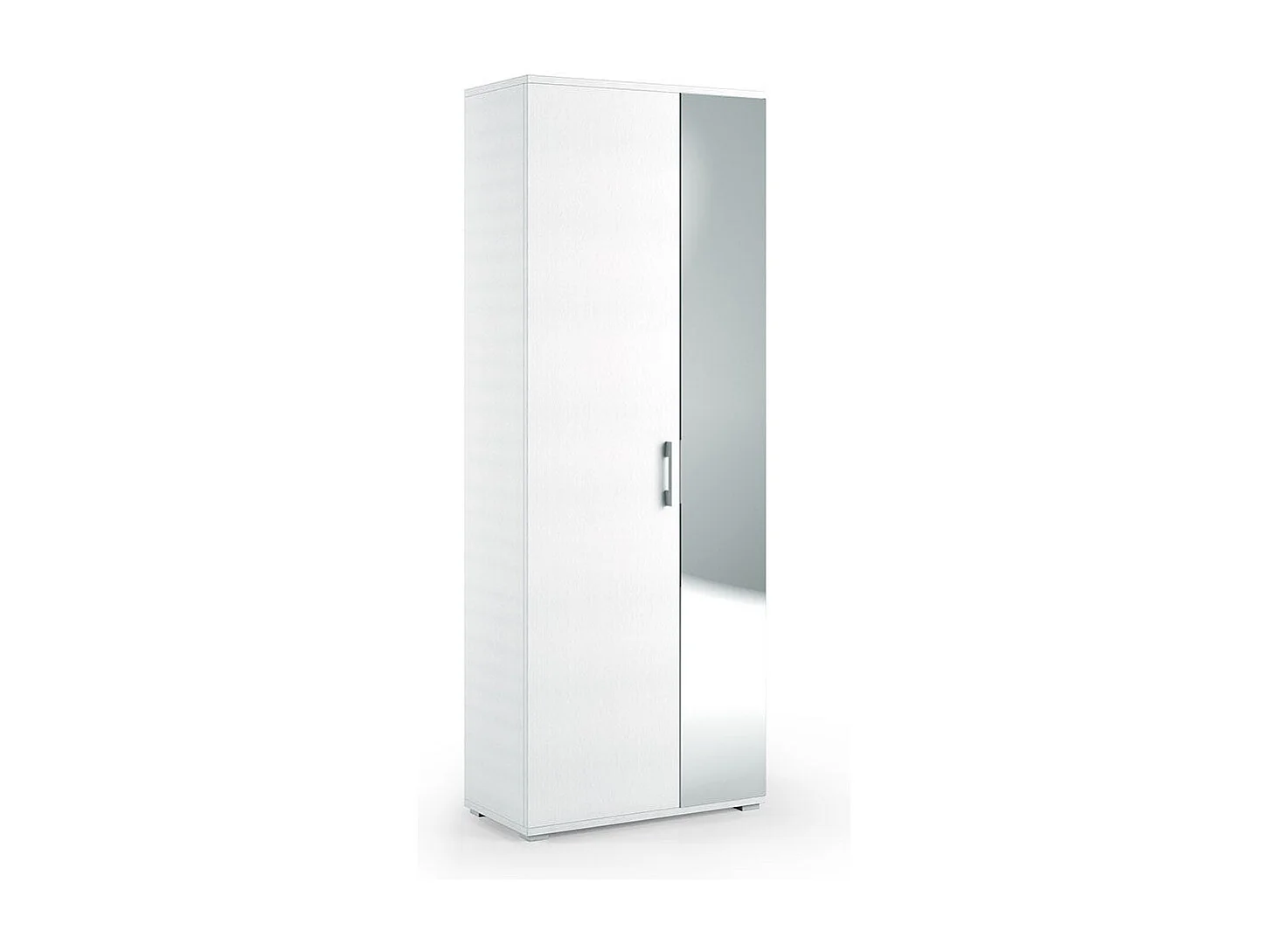 Armoire De Salle De Bain Multifonctionnelle H 195Cm Blanc Avec 1 Porte Et Miroir